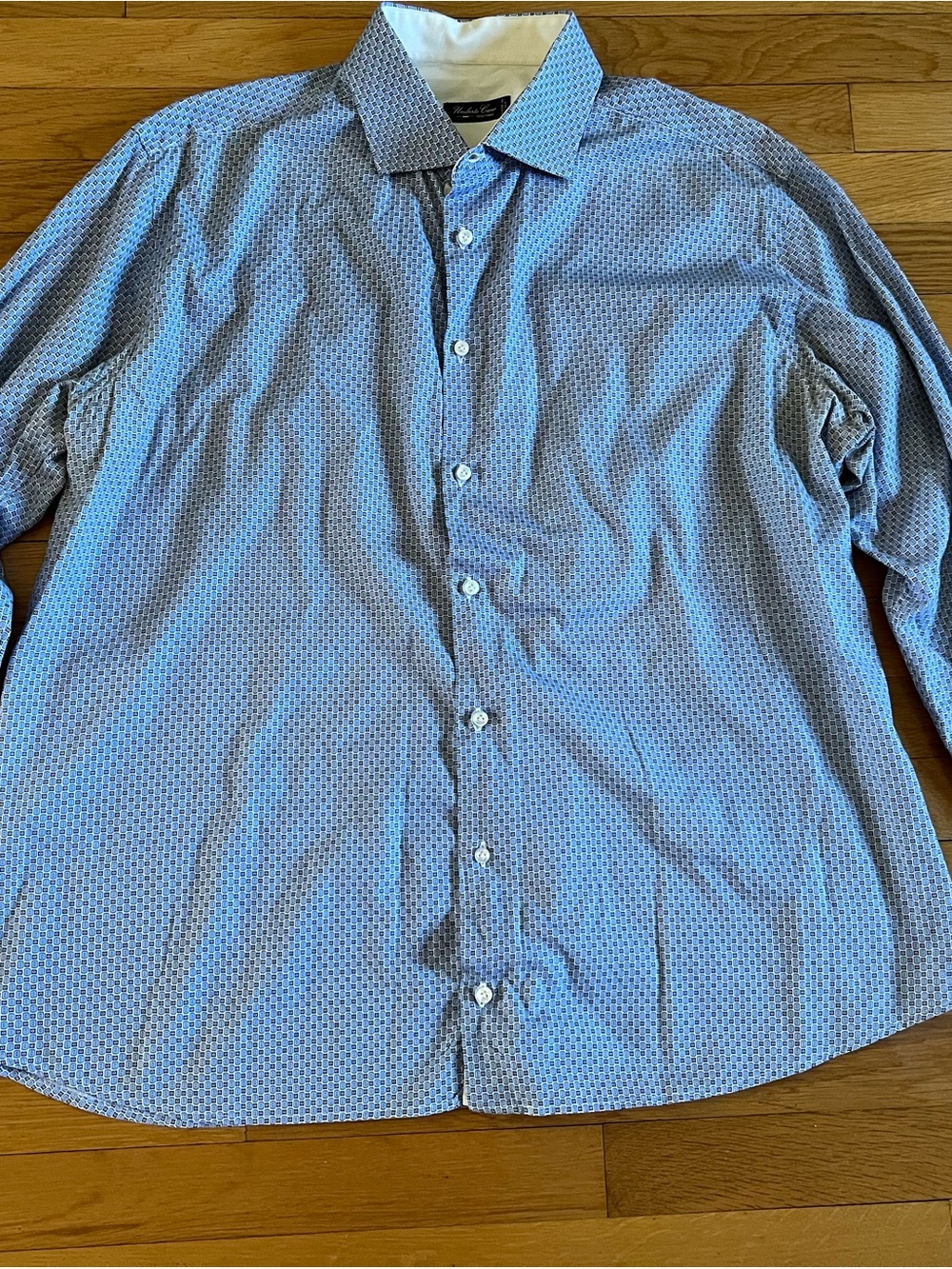 Umberto Carro Positano Italian Fine Quality Blue Patterned Classic Men's Shirt